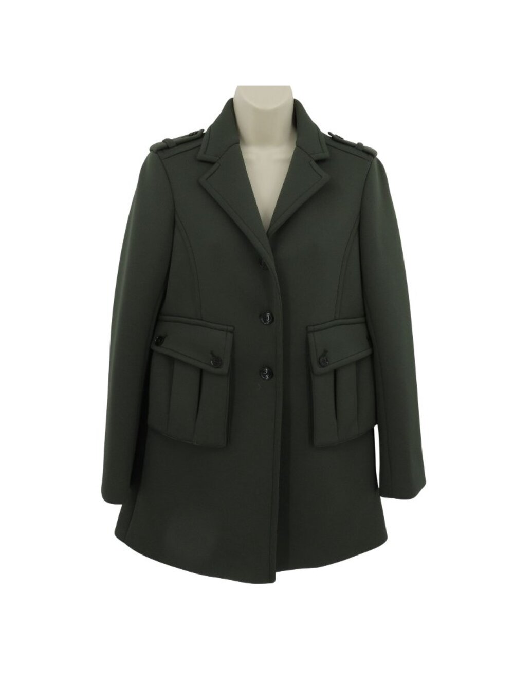 Marc Jacobs Women 2 Green Peacoat Utility Military Coat Collared Button Pockets